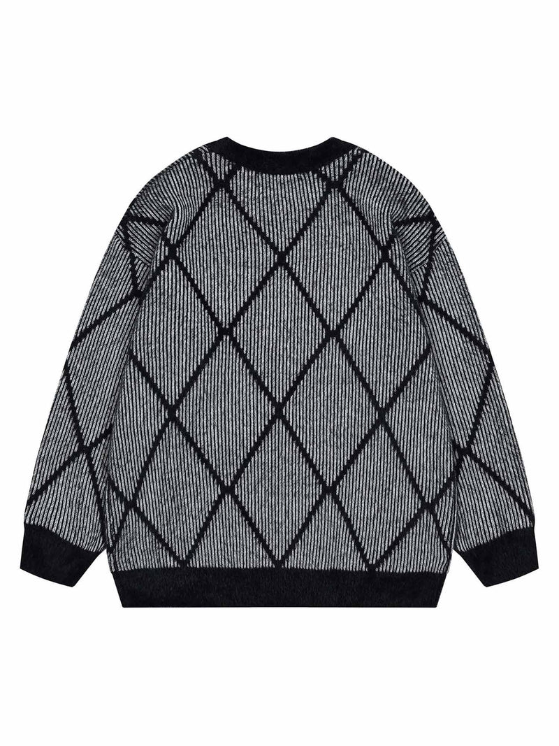 Mohair Diamond Grid Sweater