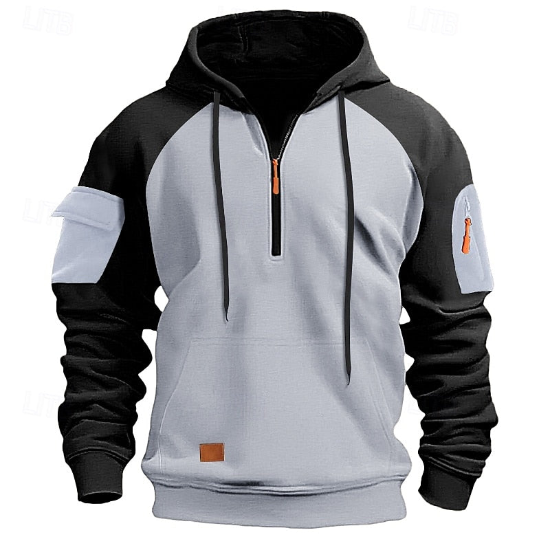 Men's Hoodie Quarter Zip Hoodie Tactical Hoodie Black Navy Blue Khaki Dark Gray Gray Hooded Color Block Tactical Sports & Outdoor Daily Streetwear Cool Casual Winter Spring &  Fall Clothing Apparel