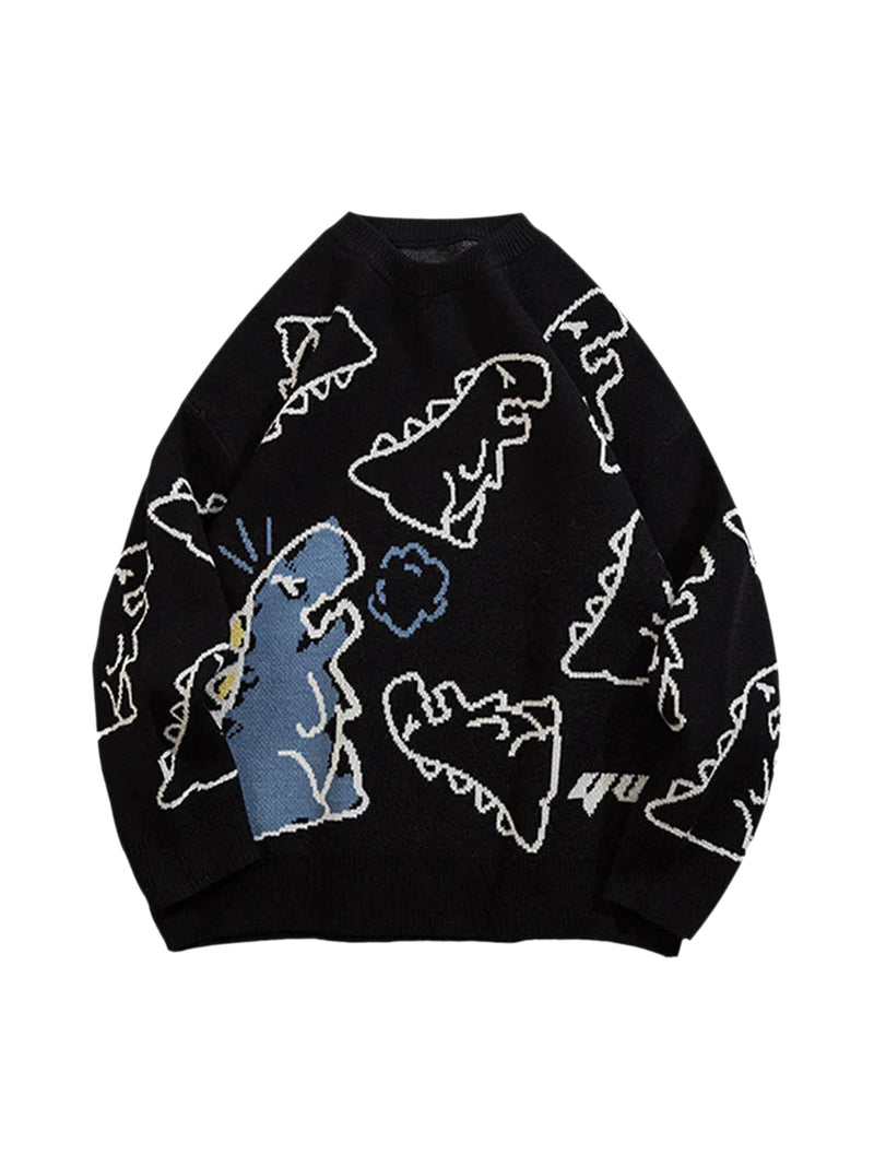 Cartoon Dinosaur Printed Sweater