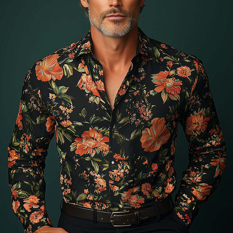 Langarmhemd für Herren im Vintage-Western-Print
