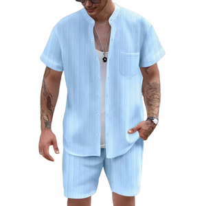 Men's Casual Resort Short Sleeve Shorts Two-piece Set