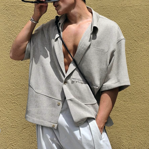 Einreihiges Kurzarmhemd mit festem Revers für Herren