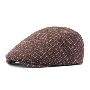 Men's Vintage Plaid Cotton Peaked Cap
