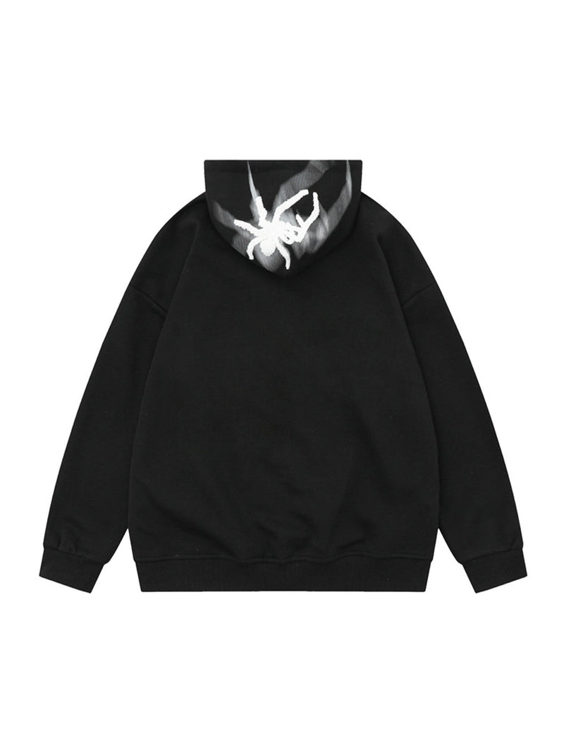 Flocked Spider Hooded Sweatshirt