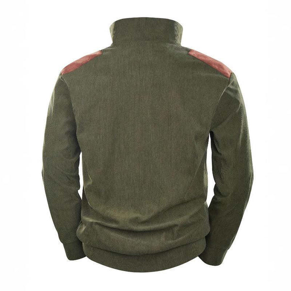 Men's Vintage Patchwork Stand Collar Sweatshirt