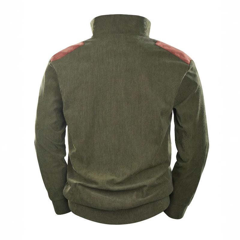 Herren-Sweatshirt mit Vintage-Patchwork und Stehkragen