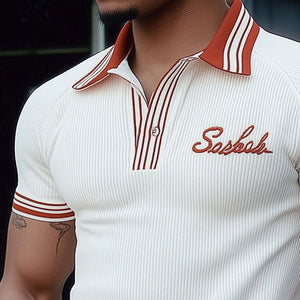 Men's Summer Polo Collar Fashion Knitted Short Sleeve T-Shirt
