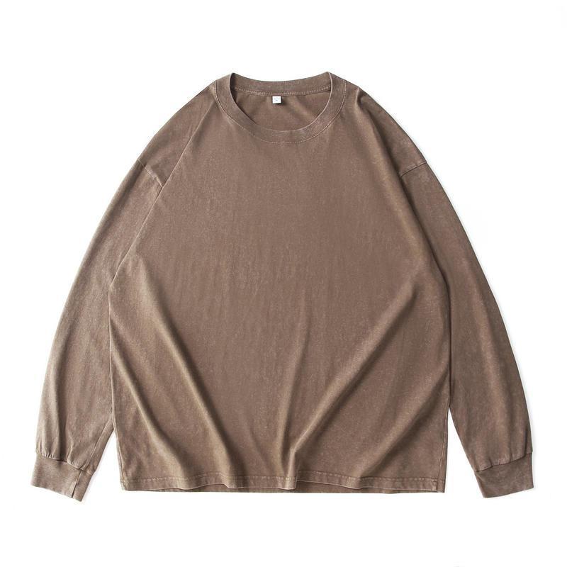 Men's Cotton Washed Distressed Long-sleeved T-shirt