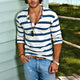 Men's Casual Striped Henley Collar Long Sleeve T-Shirt