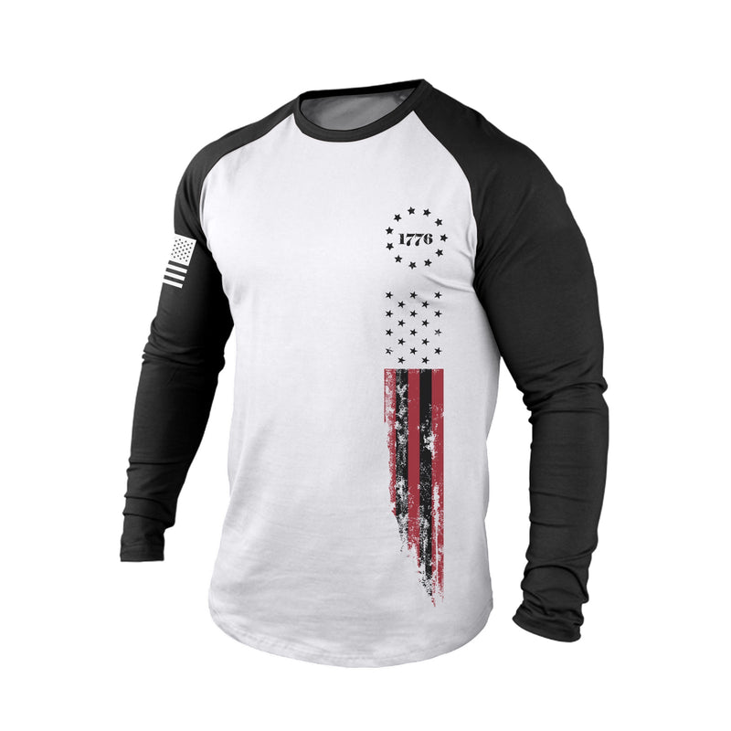 1776 USA FLAG  RAGLAN  GRAPHIC  LONG SLEEVE T-SHIRT