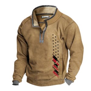 USA FLAG Lässiges Sweatshirt, Stehkragen, Reißverschluss, Fleece-Sweatshirt