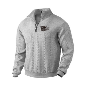 FLAG CASUAL HERREN JACQUARD KRAGEN HOODIE HERREN CASUAL HALB REISSVERSCHLUSS LOSE TOP