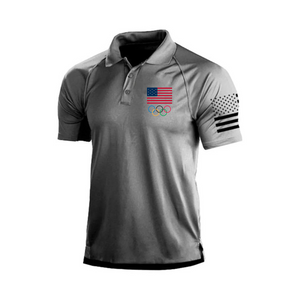 Poloshirt mit olympischer USA-Flagge und Raglan-Grafik