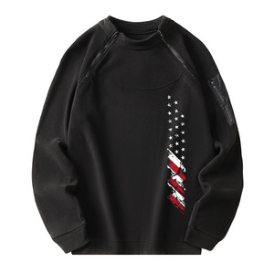 Taktischer Kapuzenpullover mit USA-Flagge und Stehkragen für Herren