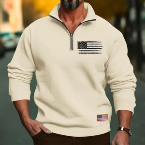 USA FLAGGE HERREN CASUAL SPORT KRAGEN LOCKER REISSVERSCHLUSS SWEATERSHIRT