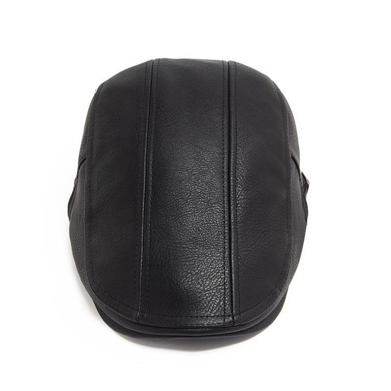 Herren Vintage Casual Leder Baskenmütze