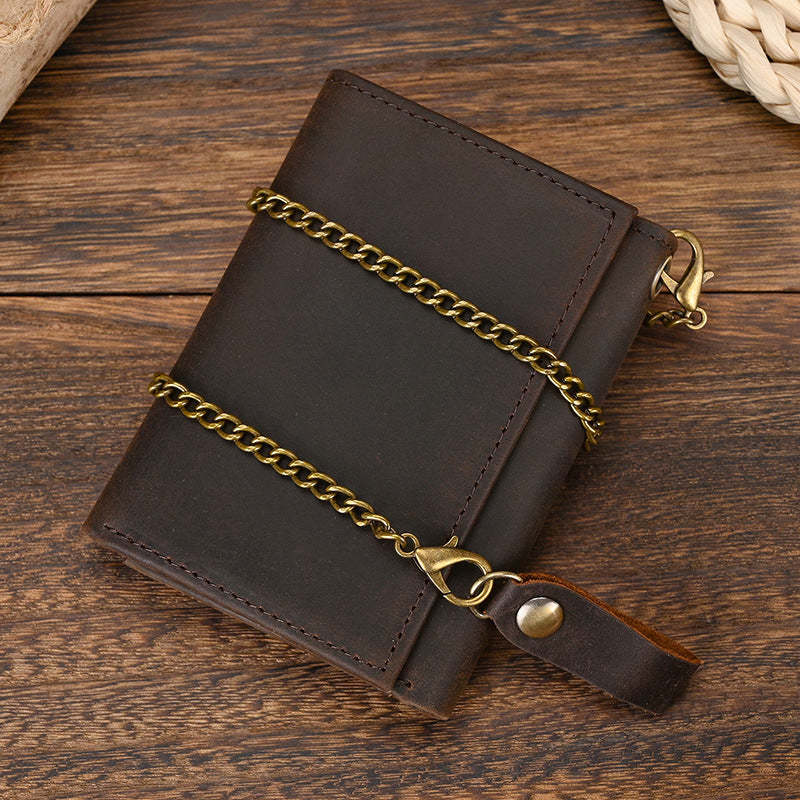 Dreifach gefaltete Herren-Geldbörse aus echtem Leder im Vintage-Stil 