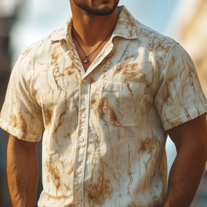 Men's American Retro Western Style Slim Fit Short Sleeve Shirt