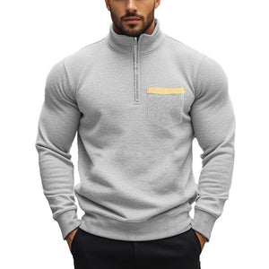 Lässiges, einfarbiges Sweatshirt mit Reißverschluss und Stehkragen für Herren