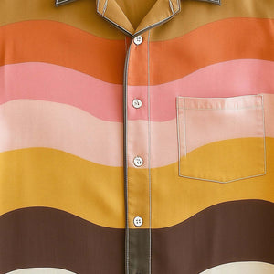 Men's Wave Stripe Print Short Sleeve Shirt