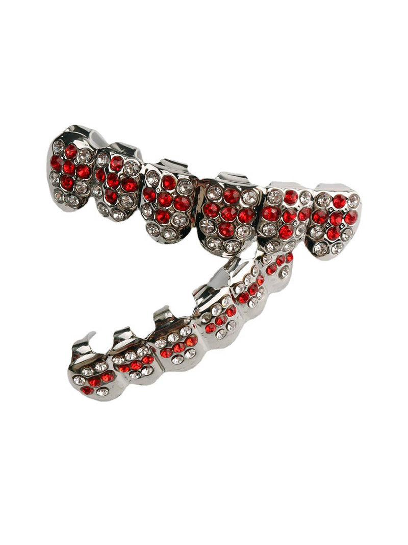 Red Zircon Silver Plated Teeth Braces