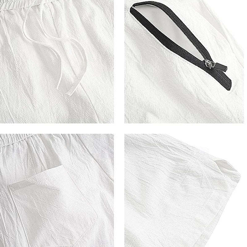 Einfarbige Strandshorts aus Baumwolle und Leinen für Herren