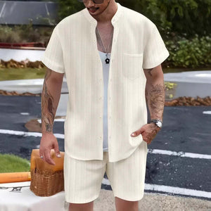 Men's Casual Resort Short Sleeve Shorts Two-piece Set