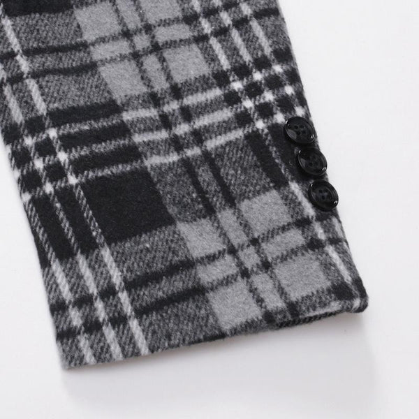 Men's Autumn And Winter Lapel Thickened Plaid Blazer 86064698U