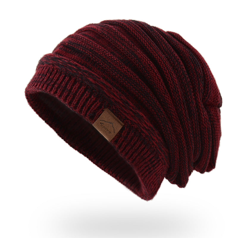 Leather Label Knitted Hat Warm Hat For Men And Women