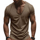 Men's Solid Color Cotton V-Neck Short Sleeve T-Shirt