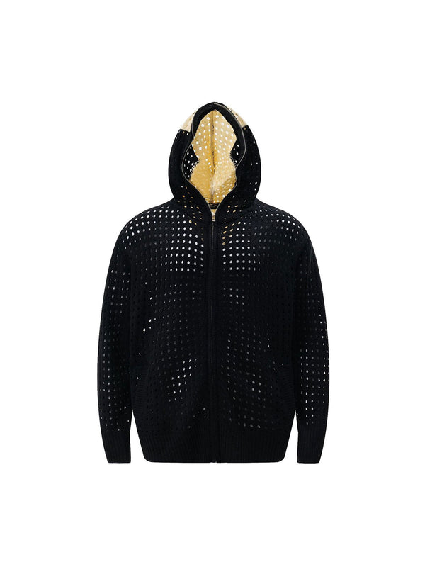 Cross Jacquard Full Zipper Hooded Jacket