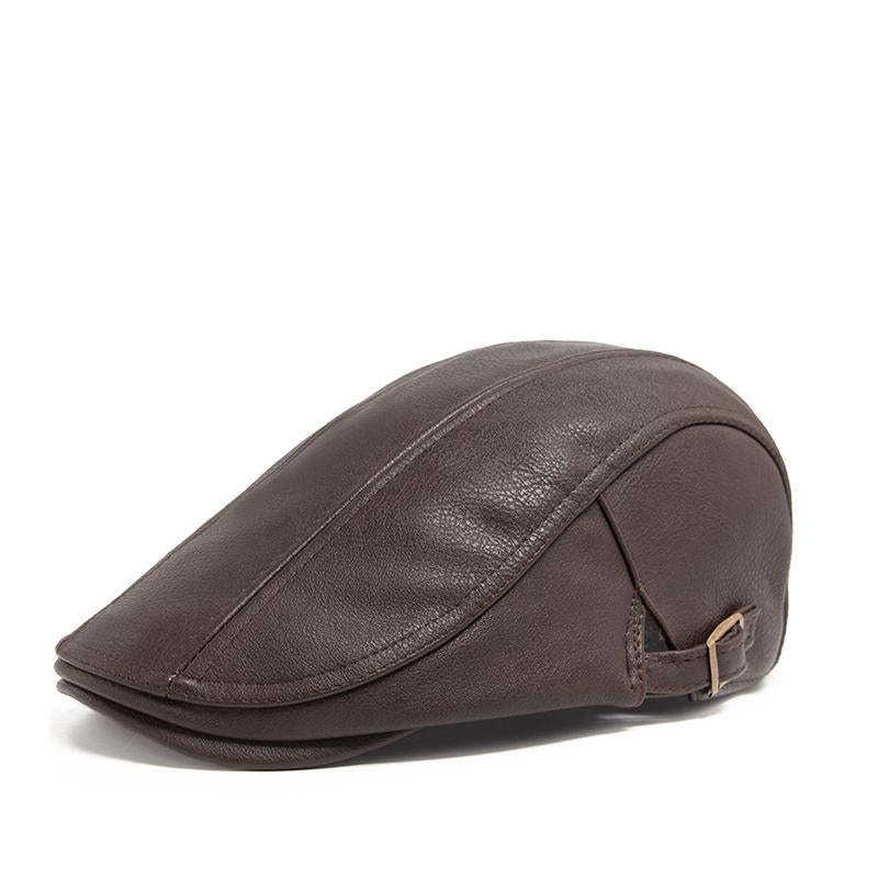 Herren Vintage Casual Leder Baskenmütze
