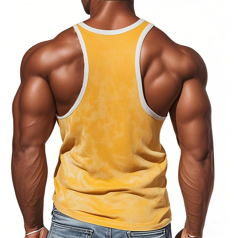Herren Sommermode Persönlichkeit Freizeit Tiefer V-Ausschnitt Helle Farbnähte Wildleder Tank Top