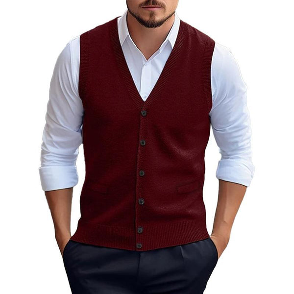 Lässige, einfarbige Strickjacke für Herren