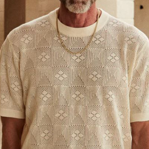 Herren Frühling und Sommer Mode Lässiges Rundhals-Exquisites Strick-Kurzarm-T-Shirt