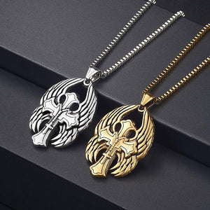 Vintage Casual Cross Wings Necklace