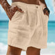 Herren Leinen Einfarbige Sommershorts Strandshorts