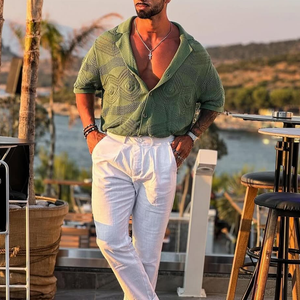 Herren-Strick-Poloshirt mit einreihigem Revers und kurzen Ärmeln