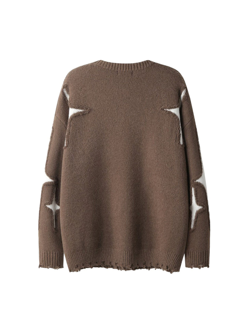 Maillard Star Tassel Ripped Sweater