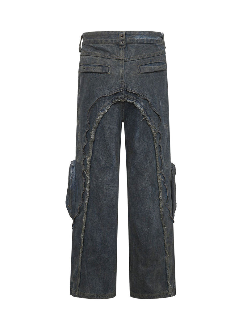 Wasteland Style Washed Straight Leg Jeans