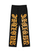 Burning Text Embroidered Letters Jeans