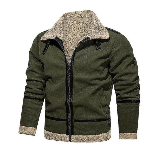 Men's Vintage Suede Lambswool Warm Lapel Zipper Loose Jacket