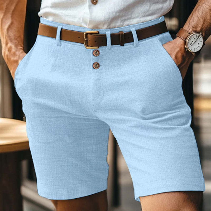 Lässige Anzugshorts aus Baumwolle und Leinen im Slim Fit für Herren