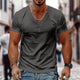 Men's Solid Color Casual V-neck Cotton Short-sleeved T-shirt