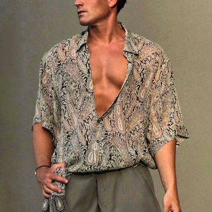 Herren-Kurzarmhemd mit Paisley-Print und Revers