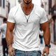 Men's Solid Color Casual V-neck Cotton Short-sleeved T-shirt