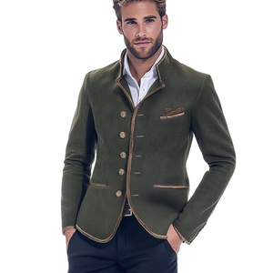 Herren Vintage Army Green Stehkragen Twill Button Jacke