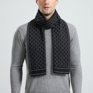 Men's British Style Pattern Knitted Warm Scarf