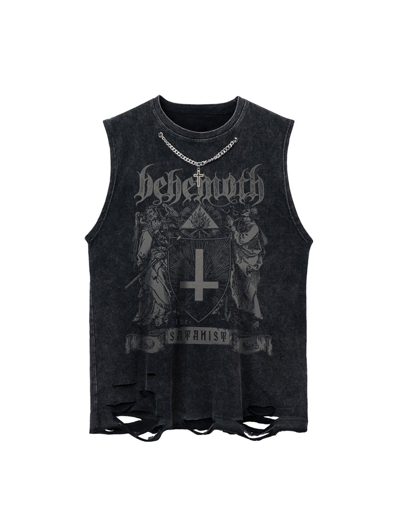 High Street Ripped Retro Hip-hop Vest