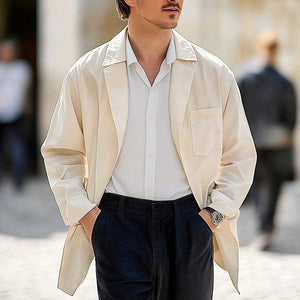 Men's Spring And Autumn Apricot Cotton Windbreaker Coat